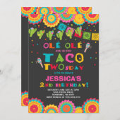 Fiesta 2e verjaardag Uitnodiging Taco Twosday Part (Voorkant / Achterkant)