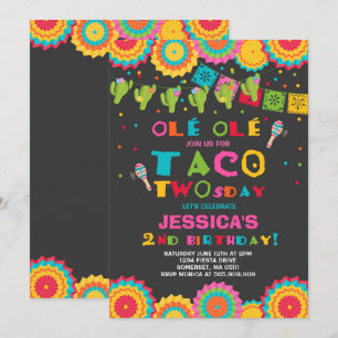 Fiesta 2e verjaardag Uitnodiging Taco Twosday Part