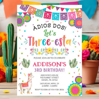 Fiesta 3rd Birthday Invitation Kaart