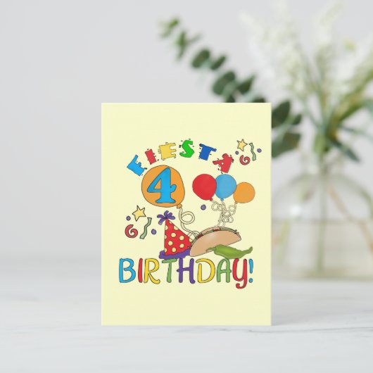 Fiesta 4e verjaardag T-shirts en geschenken Briefkaart (Staand voorkant)