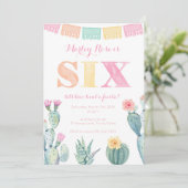 Fiesta 6de verjaardag van het meisje kaart (Staand voorkant)