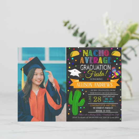 Fiesta Afstuderen Uitnodiging (Staand voorkant)