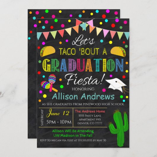 Fiesta Afstuderen Uitnodiging (Voorkant / Achterkant)