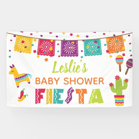 Fiesta Baby shower Banner - Witte achtergrond (Horizontaal)