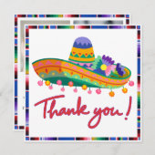 Fiesta Baby shower bedankkaart – kleurrijke Sombr (Voorkant / Achterkant)