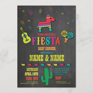 Fiesta Baby shower Couples Chalk Mexican Invite Kaart