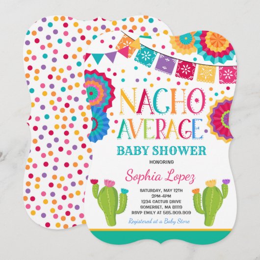 Fiesta Baby shower Invitation Nacho Gemiddelde Sho Kaart (Voorkant / Achterkant)