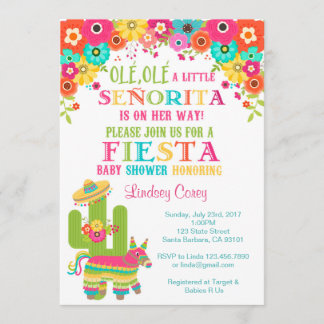 Fiesta Baby shower Invitation~ Piñata en Flowers Kaart