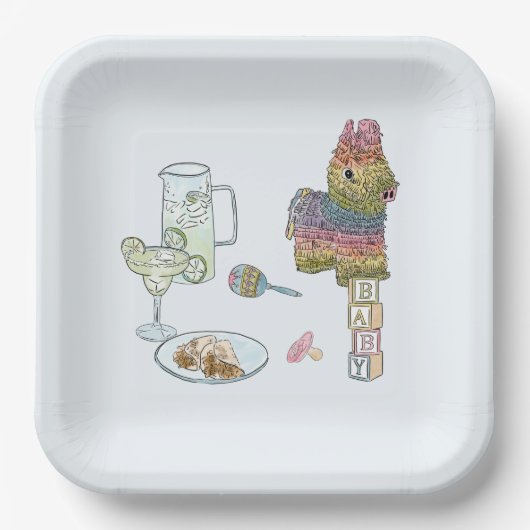 Fiesta Baby shower Papieren Bordje (Voorkant)