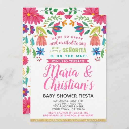 Fiesta Baby shower Uitnodiging (Voorkant / Achterkant)