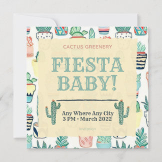 Fiesta Baby Sprinkle Invitation Cactus Greenery Kaart
