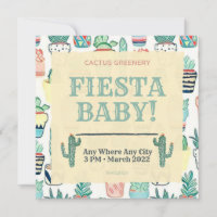Fiesta Baby Sprinkle Invitation Cactus Verdure