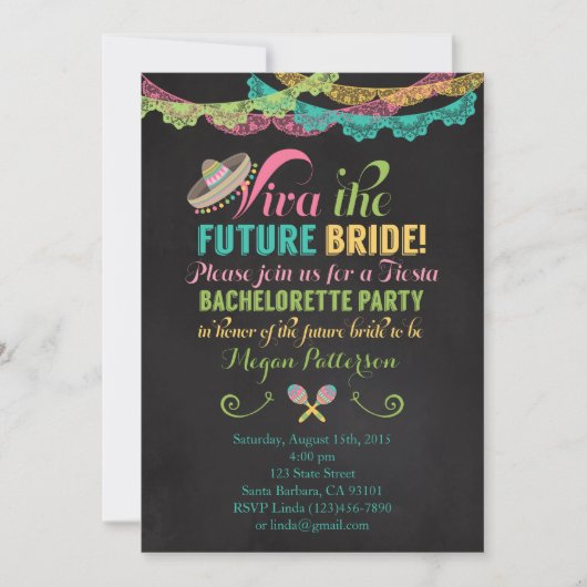 Fiesta Bachelorette Party Invitation Kaart (Voorkant)