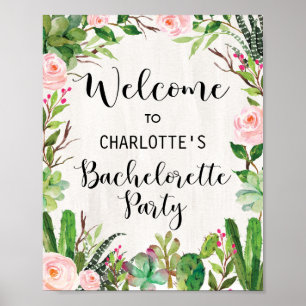 Fiesta Bachelorette Party Welkom Poster Cactus