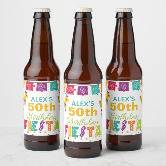 Fiesta Bierlabel Wit - Aangepaste Naam/jaar Bier Etiket (Flessen)