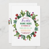 Fiesta Birthday Cactus Cacti Mexico Invitation Kaart (Voorkant / Achterkant)