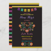 Fiesta Birthday Floral 30e uitnodiging (Voorkant / Achterkant)