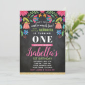 Fiesta Birthday Invitation, Chalkboard Kaart (Staand voorkant)