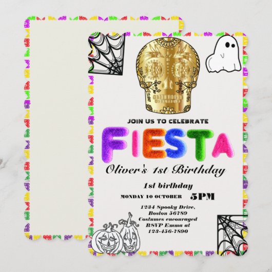 Fiesta Birthday Invitation Chalkboard Mexican Kaart (Voorkant / Achterkant)