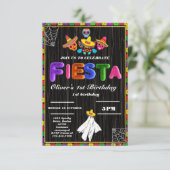 Fiesta Birthday Invitation Chalkboard Mexican Kaart (Staand voorkant)