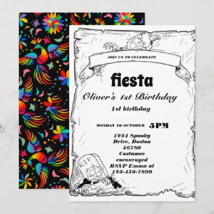 Fiesta Birthday Invitation Chalkboard Mexican Kaart