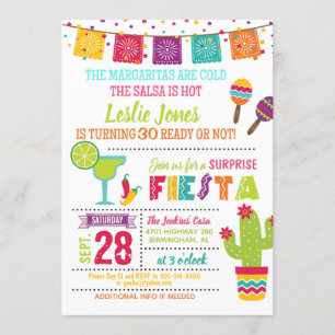 Fiesta Birthday Invitation - White Kaart