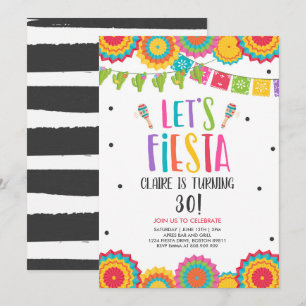 Fiesta Birthday Party any Age Adult Let's Fiesta  Kaart