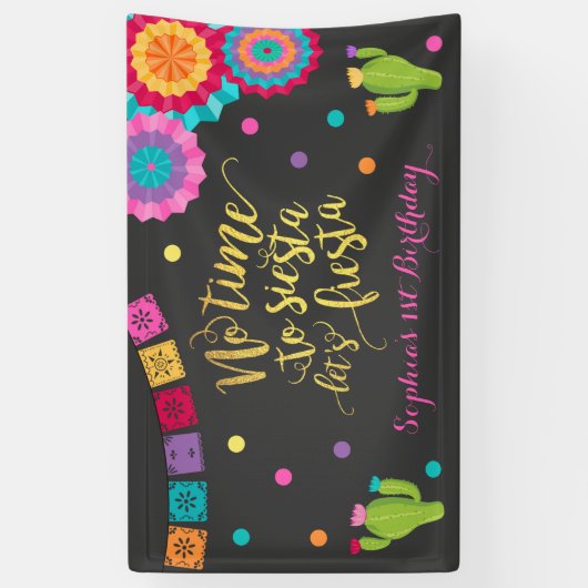 Fiesta Birthday Party Banner: geen tijd voor Siest Spandoek (Verticaal)
