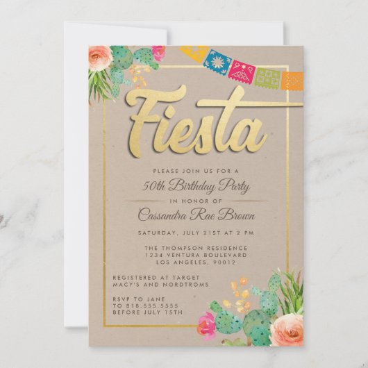 Fiesta Birthday Party Invitation Kaart (Voorkant)