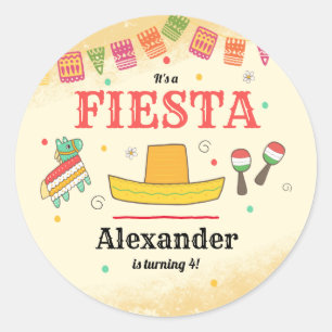 Fiesta Birthday Party Ronde Sticker