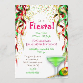 Fiesta Birthday Uitnodiging Mexicaanse Confetti Fi