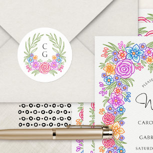 Fiesta Bloemen Mexicaanse bruiloft Ronde Sticker