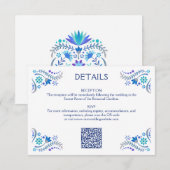 Fiesta Blue Wedding QR Details Informatiekaartje (Voorkant / Achterkant)
