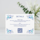 Fiesta Blue Wedding QR Details Informatiekaartje (Staand voorkant)