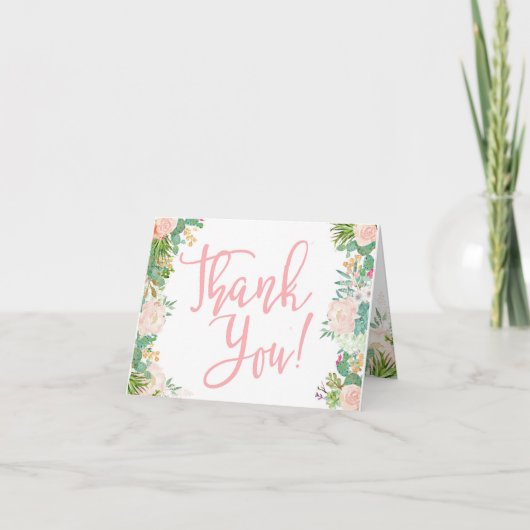 Fiesta Blush Floral Succulent Carte de remerciemen (Devant)