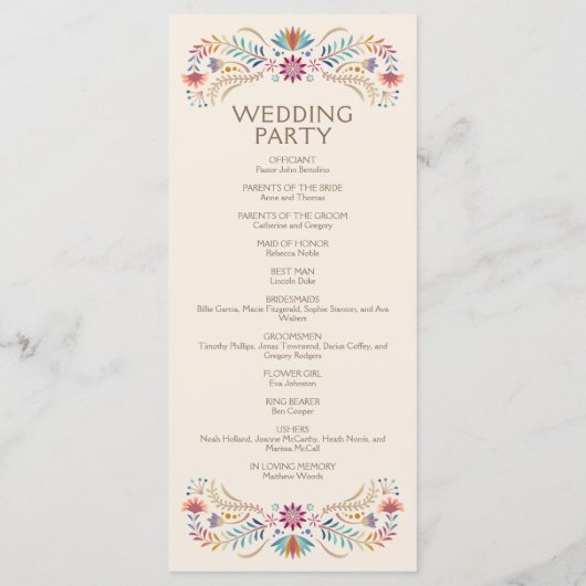 Fiesta Boho Wedding Programma (Achterkant)