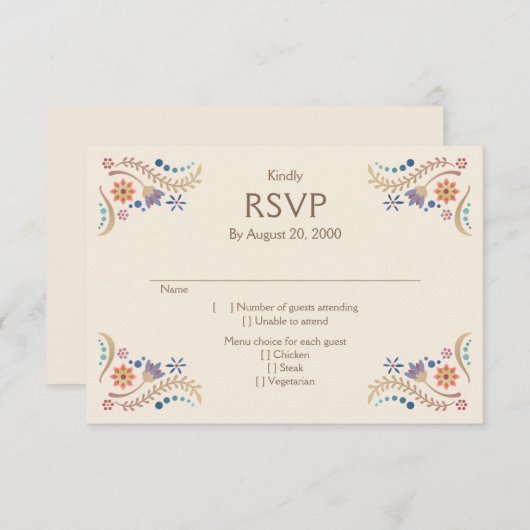 Fiesta Boho Wedding Quinceañera RSVP (Voorkant / Achterkant)
