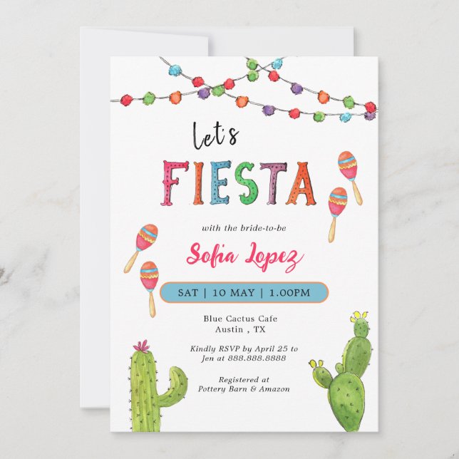 Fiesta Bridal Shower Invitation Kaart (Voorkant)