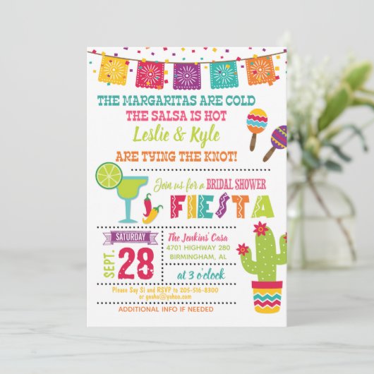 Fiesta Bridal Shower Invitation - White Kaart (Staand voorkant)