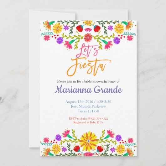 Fiesta Bridal Shower Kaart (Voorkant)