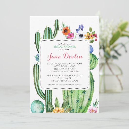 Fiesta Bruids Douche Uitnodiging 5 "x7" Zuidwesten (Staand voorkant)