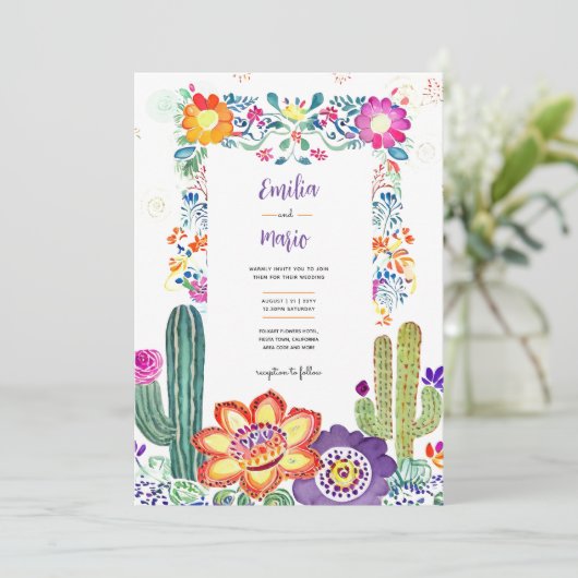 FIESTA BRUILOFT - Folkart Bloemen Modern (Staand voorkant)