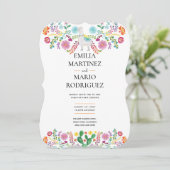 Fiesta Bruiloft Llama Folk Bloemen Cactussen Uitno Kaart (Staand voorkant)