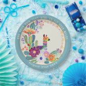 FIESTA Cacti Llama FolkFlowers Party Custom Papieren Bordje (Feest)