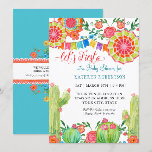 Fiesta Cactus Baby shower Boy Banner Pennant Kaart
