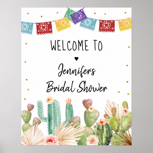 Fiesta Cactus Boho Bruiloftsontvangst Poster (Voorkant)