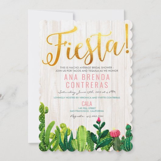 Fiesta Cactus Bridal Shower Uitnodiging (Voorkant)