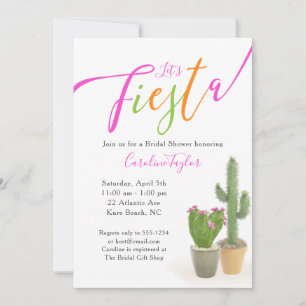 Fiesta Cactus Bright Pink Green Vrijgezellenfeest Kaart