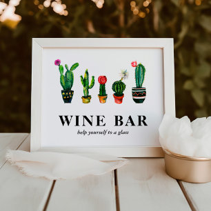 Fiesta Cactus Bruiloftsborrel Wijnbar Foto Afdruk