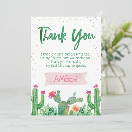 Fiesta Cactus Carte de remerciements d'anniversair (Debout devant)